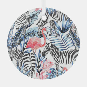 Tropischer Flair: Flamingo Zebra Paradise Ornament Aus Glas