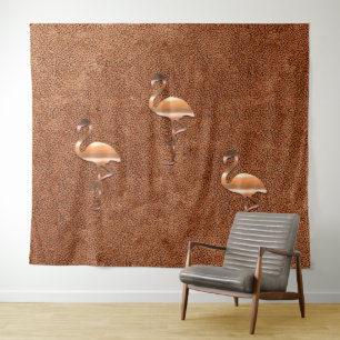 Tropischer Flair Gold Flamingo Tapestry Wandteppich