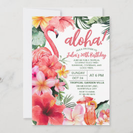 Tropischer Flamingo Aloha Hibiskus Cocktail Geburt Einladung