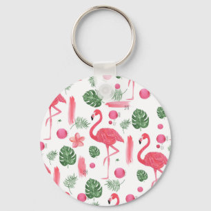 Tropischer Flamingo des rosa grünen Aquarells mit Schlüsselanhänger
