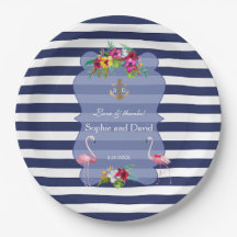 Tropischer Flamingo Floral Luau Marinestreifen Hoc