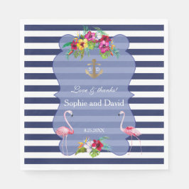 Tropischer Flamingo Floral Luau Marinestreifen Hoc Serviette