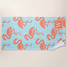 Tropischer Flamingo Griechischer Schlüssel Koralle