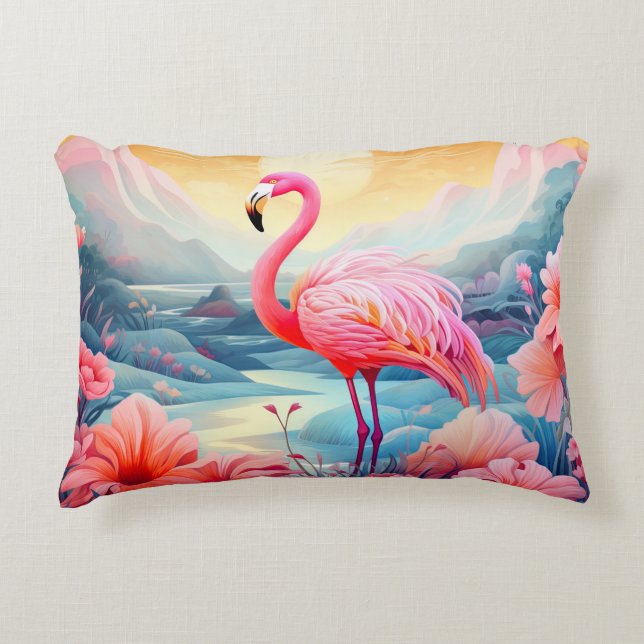 Tropischer Flamingo mit Blume-76280 Dekokissen (Vorderseite)