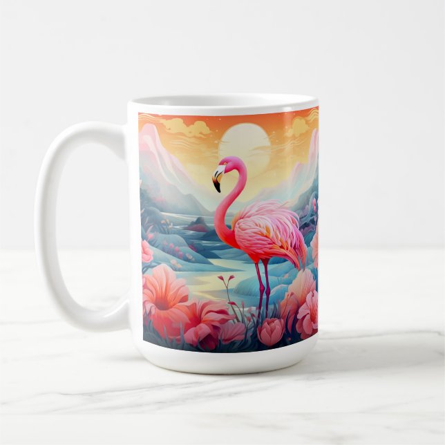Tropischer Flamingo mit Blume-76280 Kaffeetasse (Links)