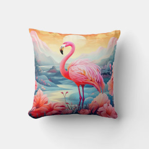 Tropischer Flamingo mit Blume-76280 Kissen