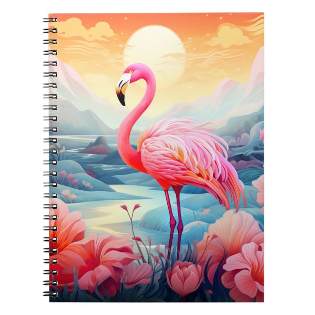 Tropischer Flamingo mit Blume-76280 Notizblock (Vorderseite)