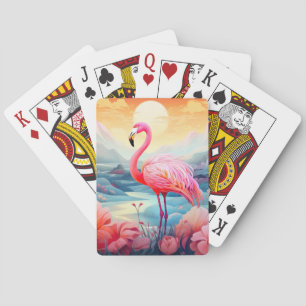 Tropischer Flamingo mit Blume-76280 Spielkarten