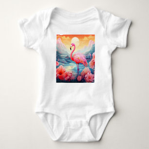 Tropischer Flamingo mit Blumen-76280 Baby Strampler