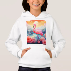 Tropischer Flamingo mit Blumen Hoodie