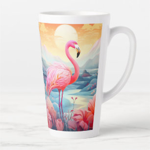 Tropischer Flamingo mit Blumen Milchtasse