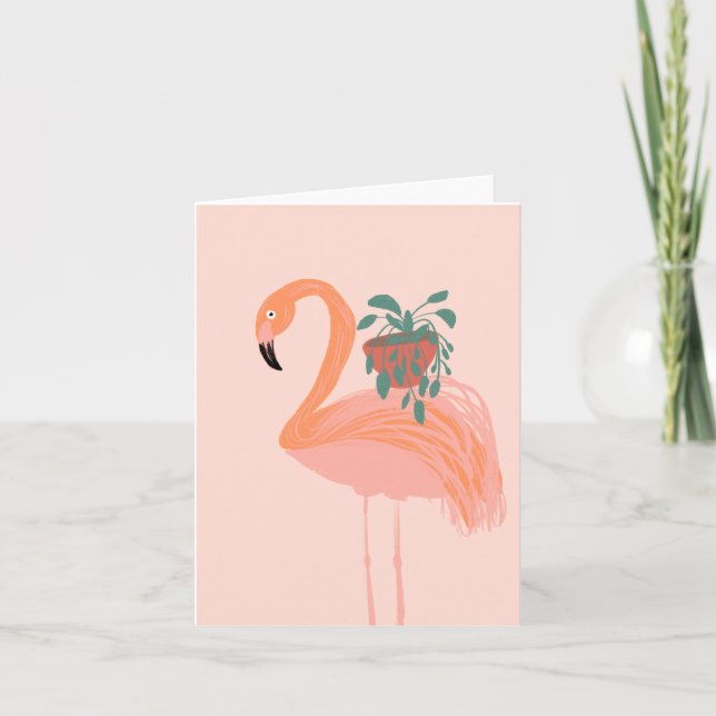 Tropischer Flamingo mit gepolsterter Pflanze Hand  (Vorderseite)