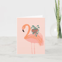 Tropischer Flamingo mit gepolsterter Pflanze Hand