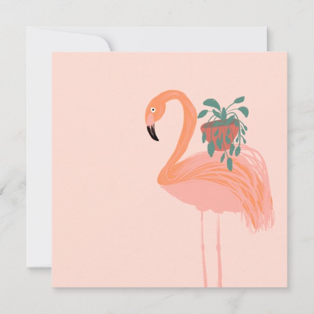 Tropischer Flamingo mit gepolsterter Pflanze Hand  (Vorderseite)