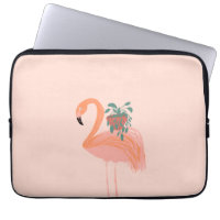Tropischer Flamingo mit gepolsterter Pflanze Hand 