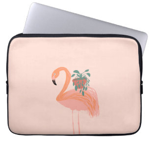Tropischer Flamingo mit gepolsterter Pflanze Hand Laptopschutzhülle