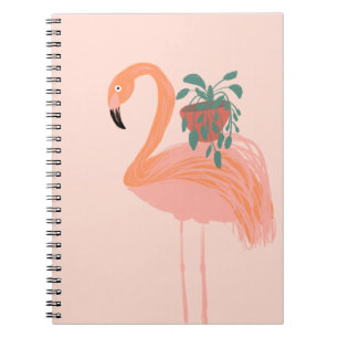 Tropischer Flamingo mit gepolsterter Pflanze Hand Notizblock