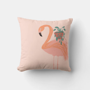 Tropischer Flamingo mit getopfter Pflanze Hand gez Kissen