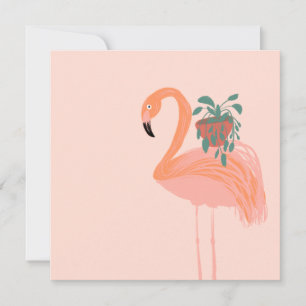 Tropischer Flamingo mit Topfpflanze Handgezeichnet