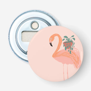 Tropischer Flamingo mit Topfpflanze Handgezeichnet Flaschenöffner