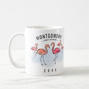 Tropischer Flamingo Monogram Name Family Wiederseh Kaffeetasse
