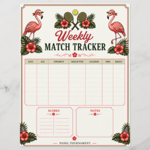 Tropischer Flamingo-Padel-Match-Tracker Flyer
