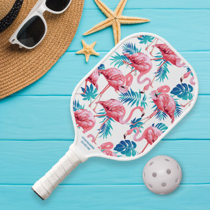 Tropischer Flamingo Palmwedel Druck Benutzerdefini Pickleball Schläger