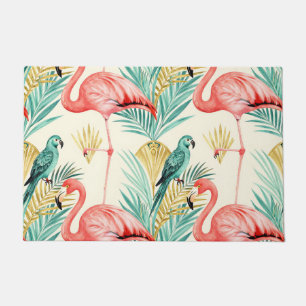 Tropischer Flamingo-Papageien-Dschungel Fußmatte