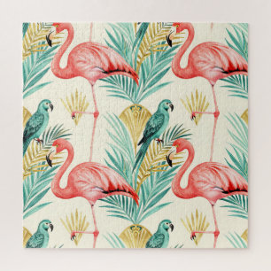 Tropischer Flamingo-Papageien-Dschungel Puzzle