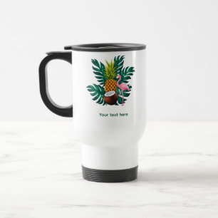 Tropischer Flamingo - Personalisierter Reisebecher