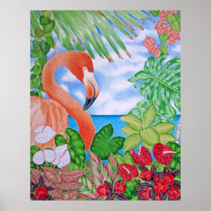 Tropischer Flamingo Poster