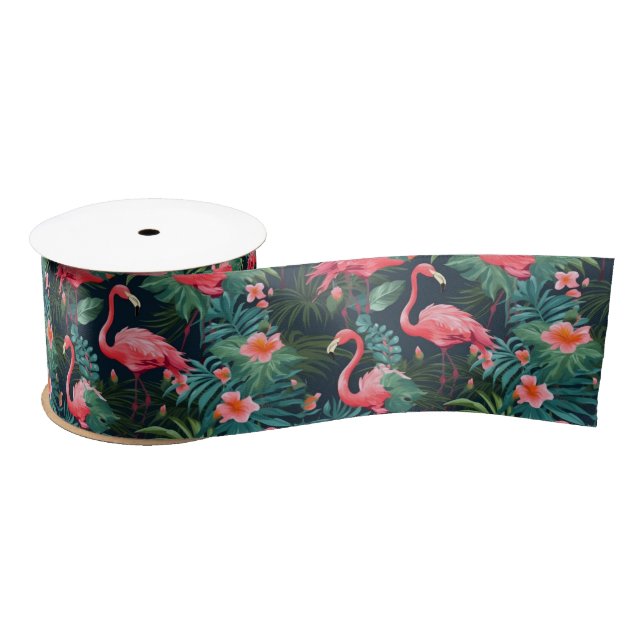 Tropischer Flamingo Satinband (Spule)