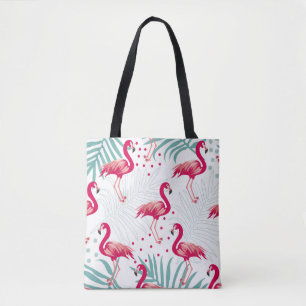 Tropischer Flamingo und Blätter, Sommermuster.