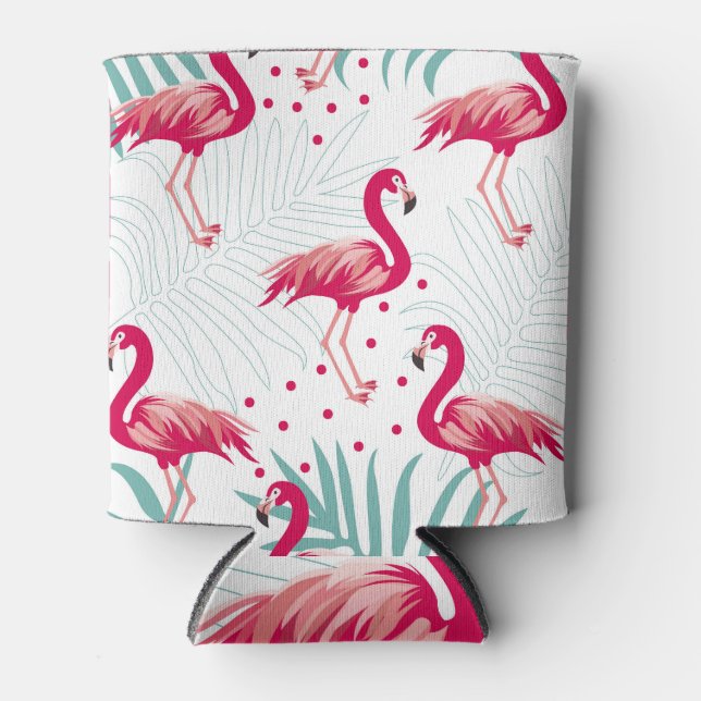 Tropischer Flamingo und Blätter, Sommermuster. Dosenkühler (Vorderseite)