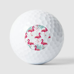 Tropischer Flamingo und Blätter, Sommermuster. Golfball