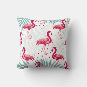Tropischer Flamingo und Blätter, Sommermuster. Kissen