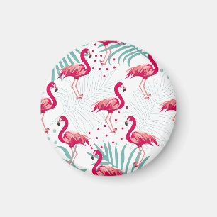 Tropischer Flamingo und Blätter, Sommermuster. Magnet