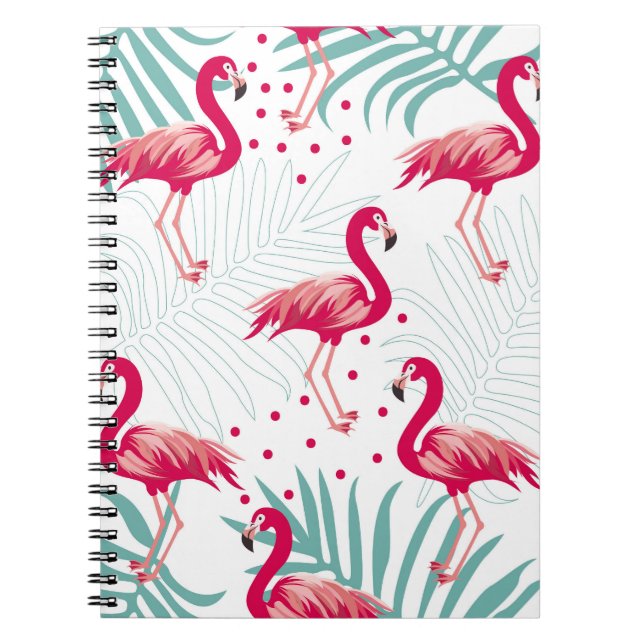 Tropischer Flamingo und Blätter, Sommermuster. Notizblock (Vorderseite)