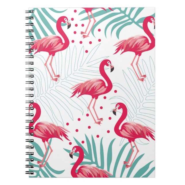 Tropischer Flamingo und Blätter, Sommermuster. Notizblock (Vorderseite)