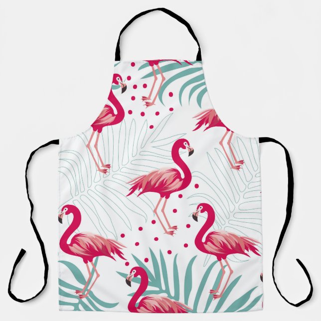 Tropischer Flamingo und Blätter, Sommermuster. Schürze (Vorderseite)