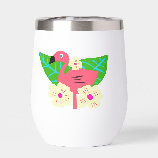 Tropischer Flamingo und Blume (Rückseite)
