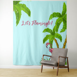 Tropischer Flamingo und Blume Tapestry Wandteppich