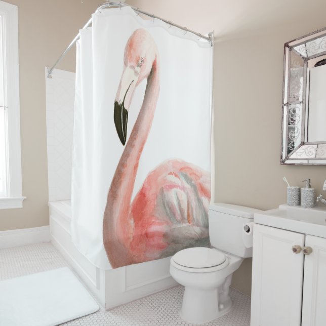 Tropischer Flamingo-Vogel Duschvorhang (Beispiel)