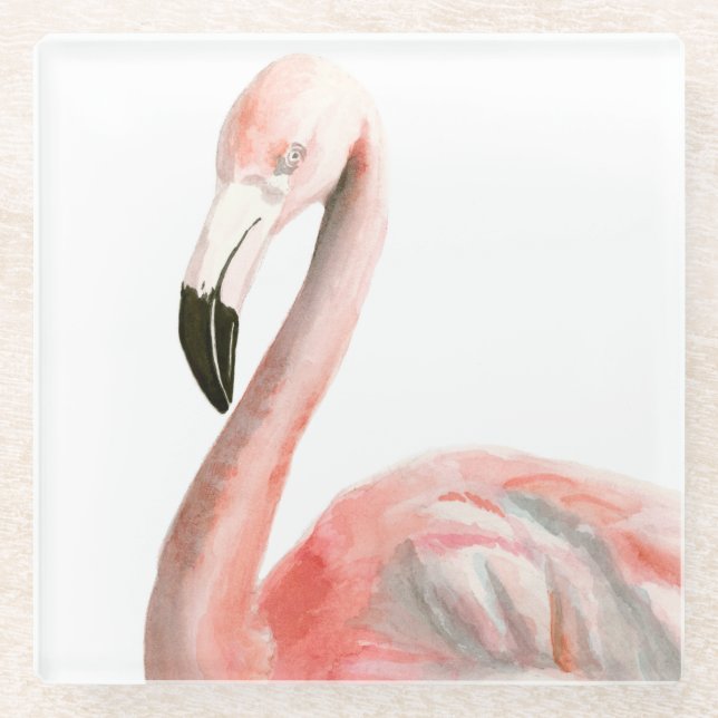 Tropischer Flamingo-Vogel Glasuntersetzer (Vorderseite)