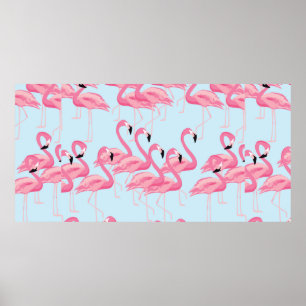 Tropischer Flamingo-Vogel nahtloses Muster Hinterg Poster