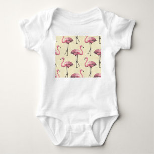 Tropischer Flamingo: Watercolor Tapete Delight. Baby Strampler
