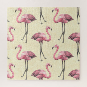 Tropischer Flamingo: Watercolor Tapete Delight. Puzzle