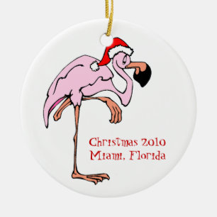 Tropischer Flamingo-Zierling Keramik Ornament