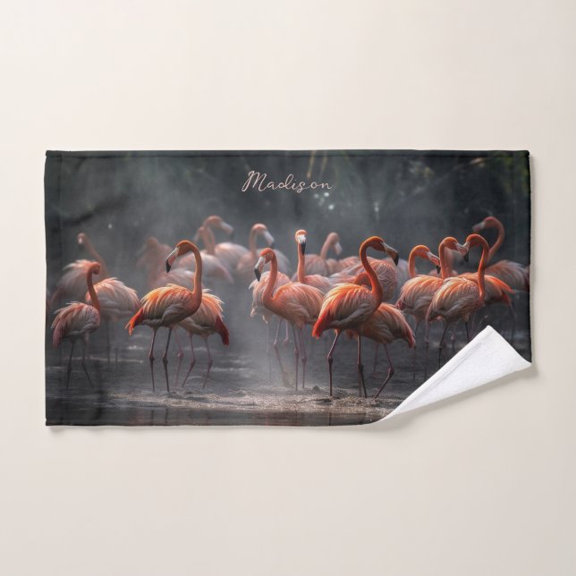 Tropischer Flamingos-individuelle Name Handtuch (Handtuch)