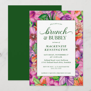 Tropischer Floral Grün Brunch Sprudeliger Brause Einladung